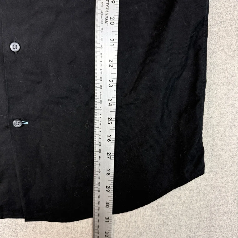 Banana Republic Button Down Shirt Medium Black Grant Fit 120s Supima Cotton Long